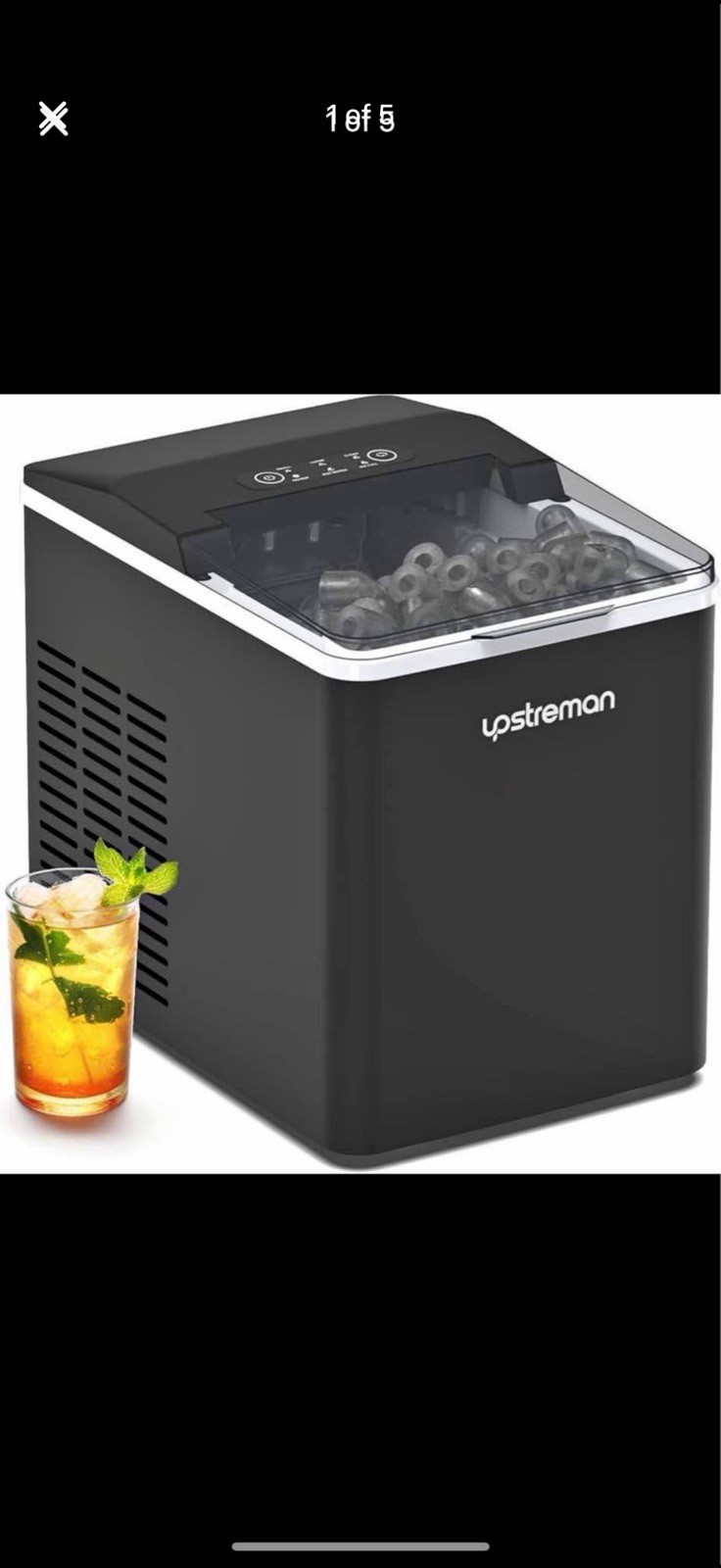 Upstreman Y90 Pro Countertop Ice Maker with Self-Cleaning, 26lbs in 24Hrs gallery