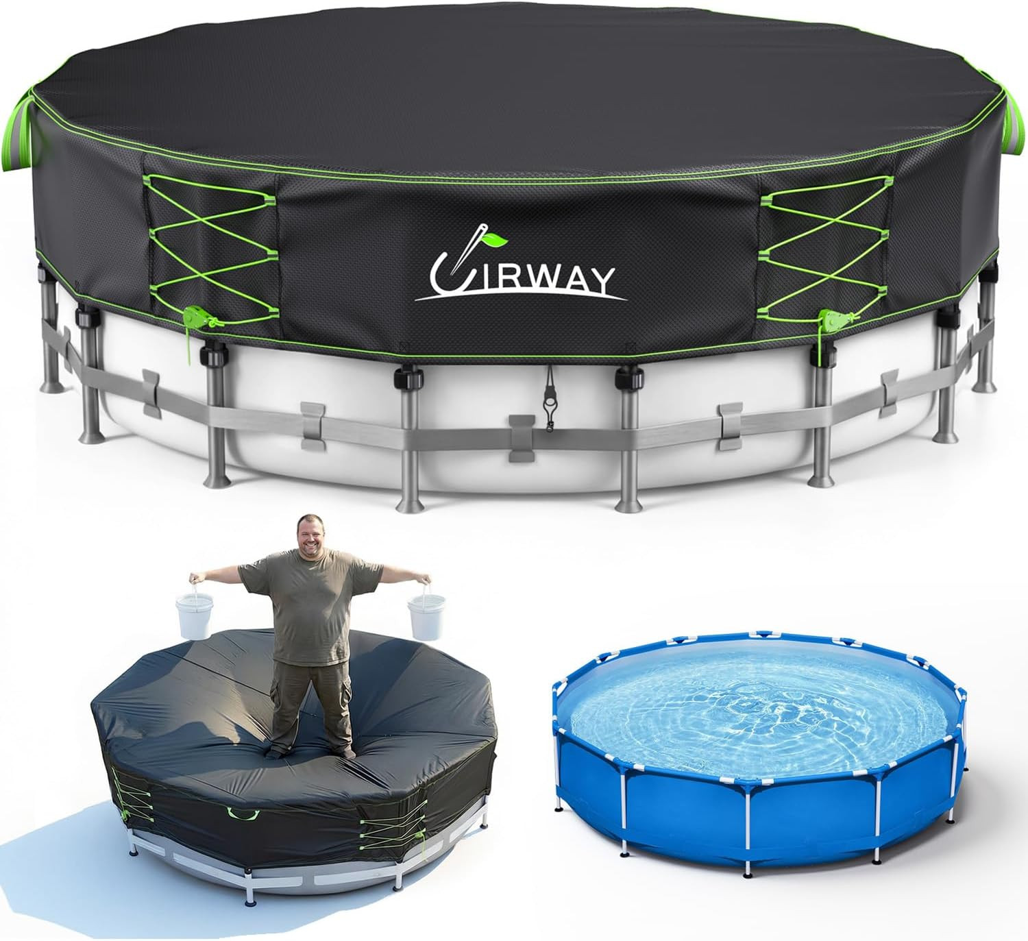 600D Upgraded 15Ft Pool Covers for above Ground Pools, Solar Pool Cover with Win gallery
