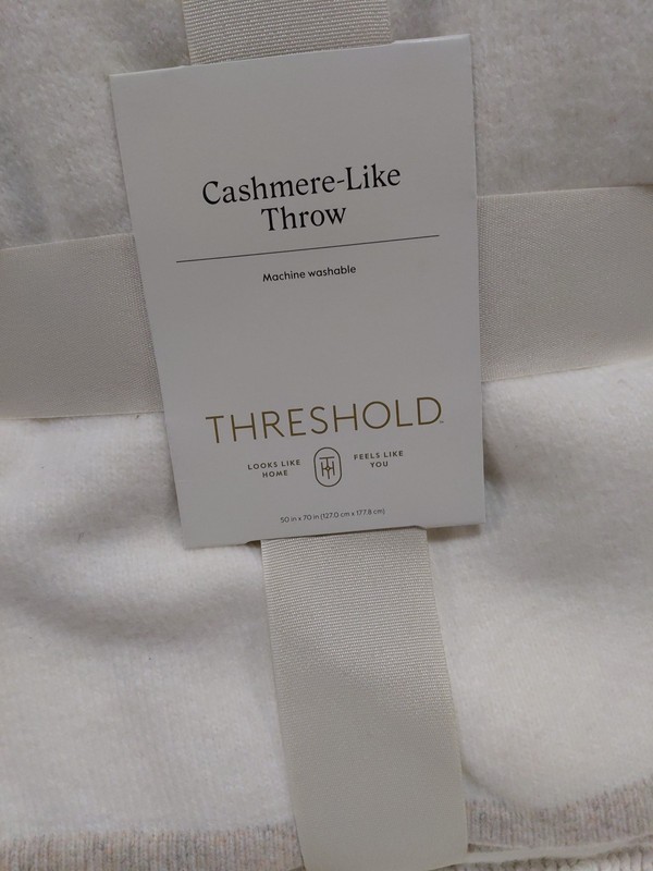 Threshold Cashmere Like Throw Ivory 50in x 70in gallery