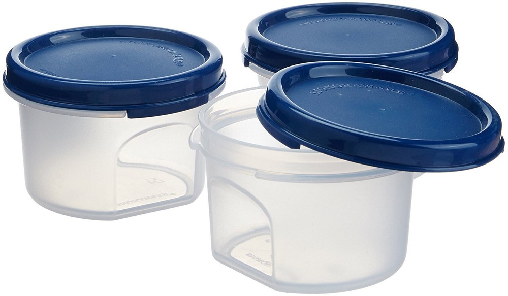 Modular Round Plastic Container Set, 200ml, Set of 3, Mod Blue