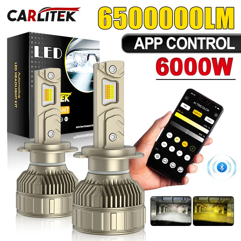 H4 LED Headlight Bluetooth APP Control Color 6000W H4 H7 LED H1 H11 LED Lights gallery