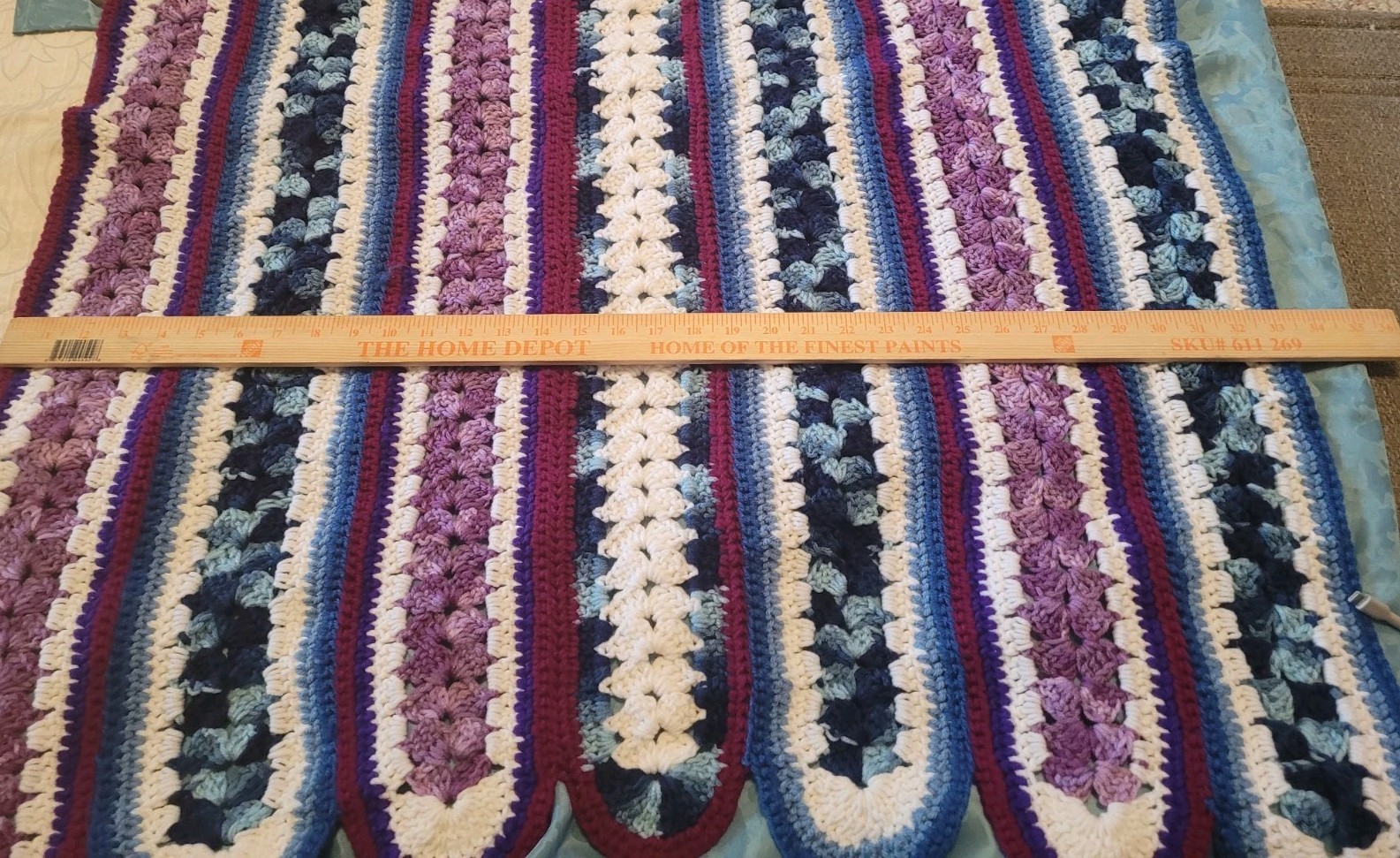 Vtg Handmade Crochet Afghan Throw Blanket Guc gallery