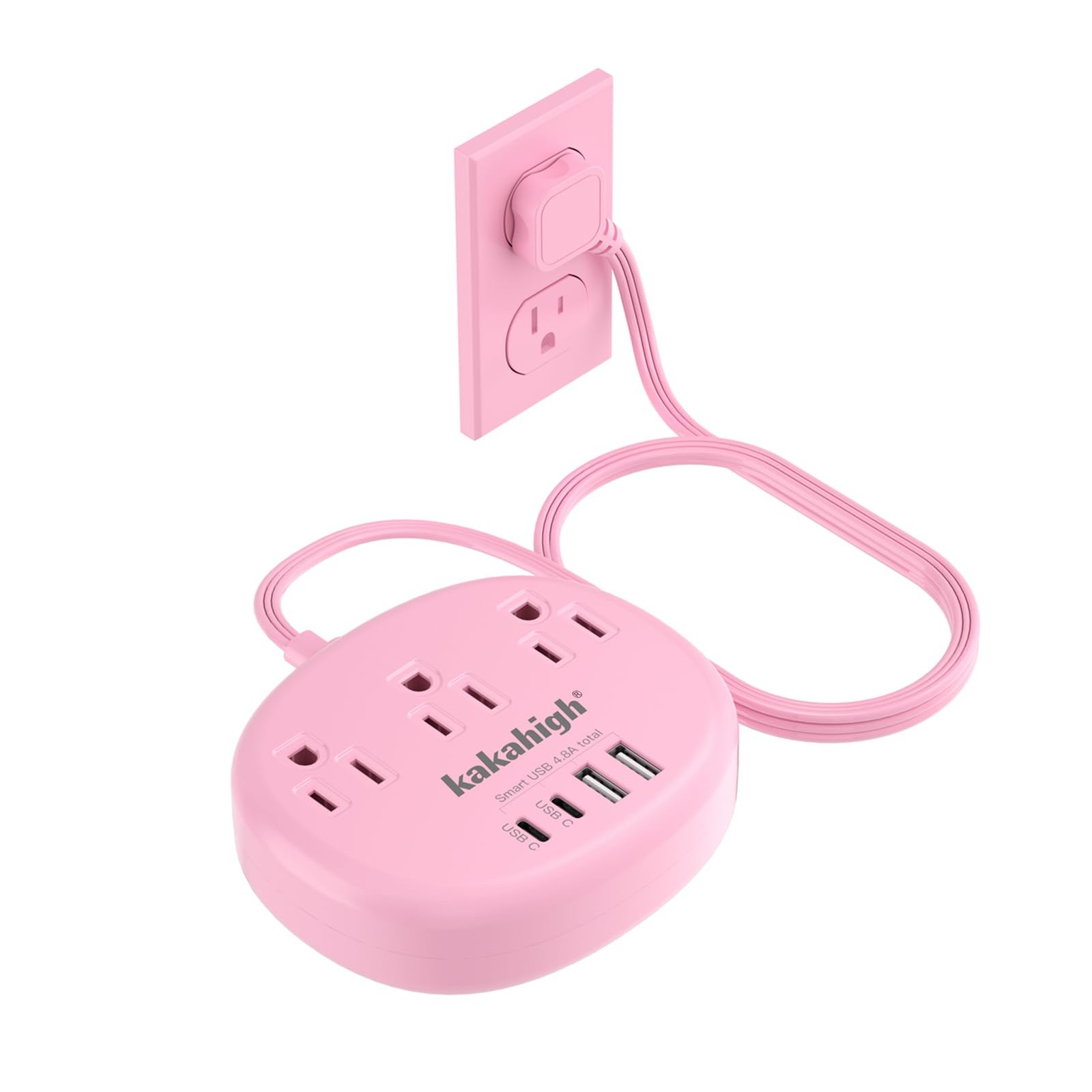 Pink Extension Cord with USB C - 5 FT Kawaii Power Strip, 1625W 5FT, pink gallery