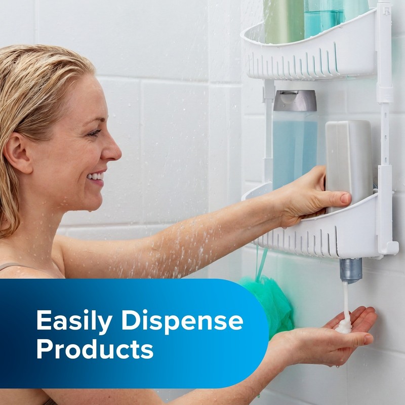 SlipX Solutions Height Adjustable Plastic Shower Caddy, Hangs Almost Anywhere gallery
