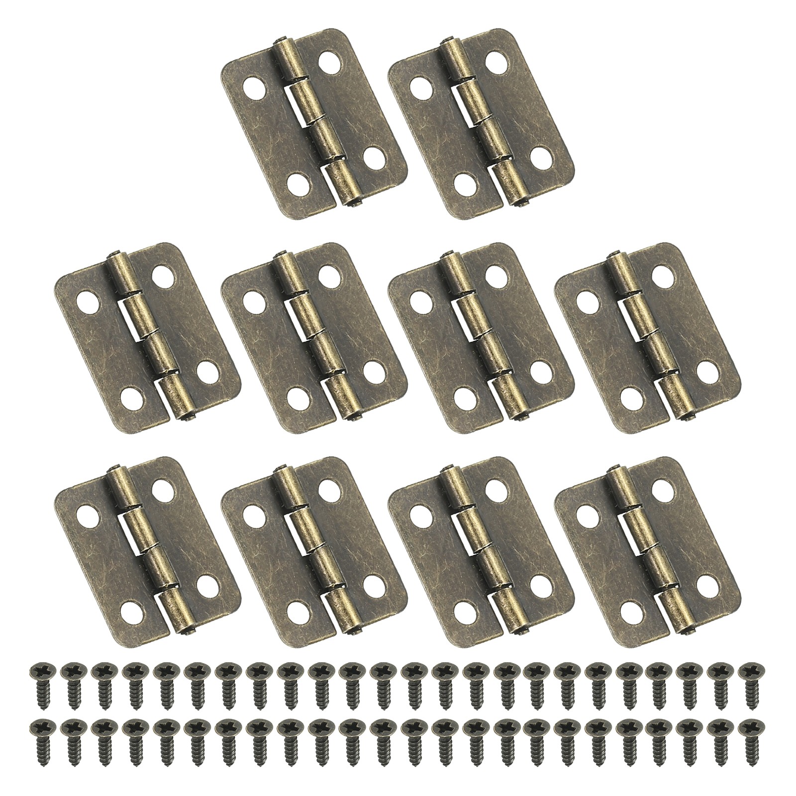 10 x Small Butt Hinges 3/4 Inch Mini Jewelry Box Hinge with Screw, Brown gallery