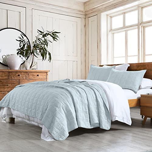 100% Cotton Quilt Set Queen Size, Aqua Blue Pre-Washed 3-Piece Bedspread gallery