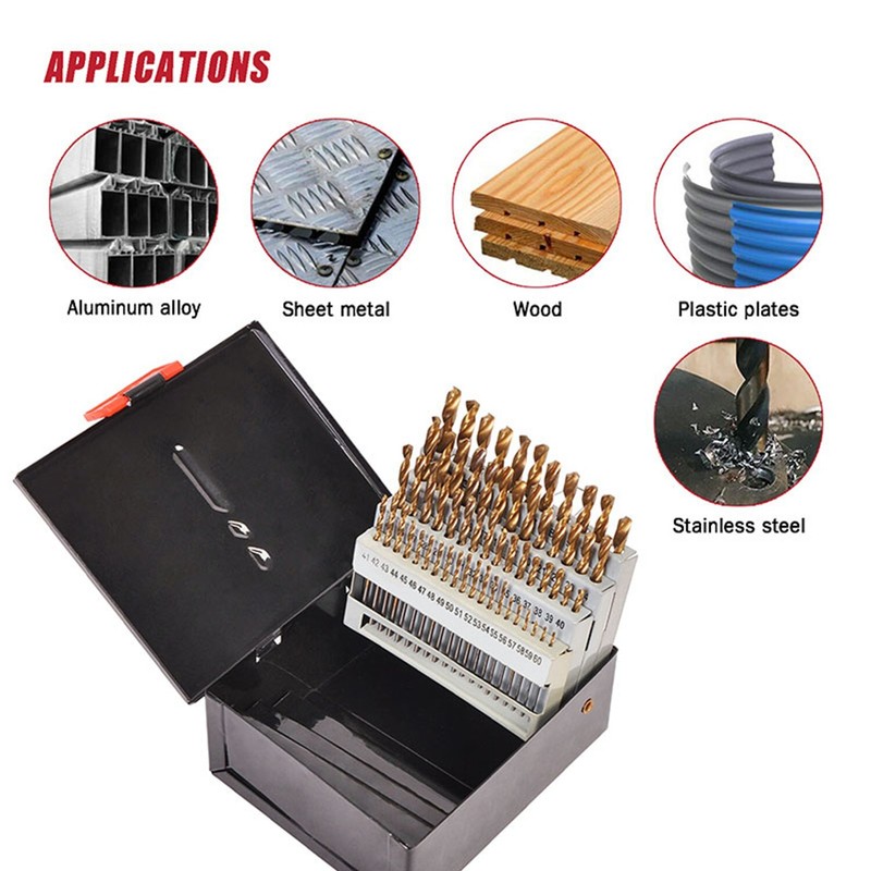 60Pcs Heavy Duty Drill Bit Sets, HSS Titanium Multi Drill Bits Twist Metal Tool gallery