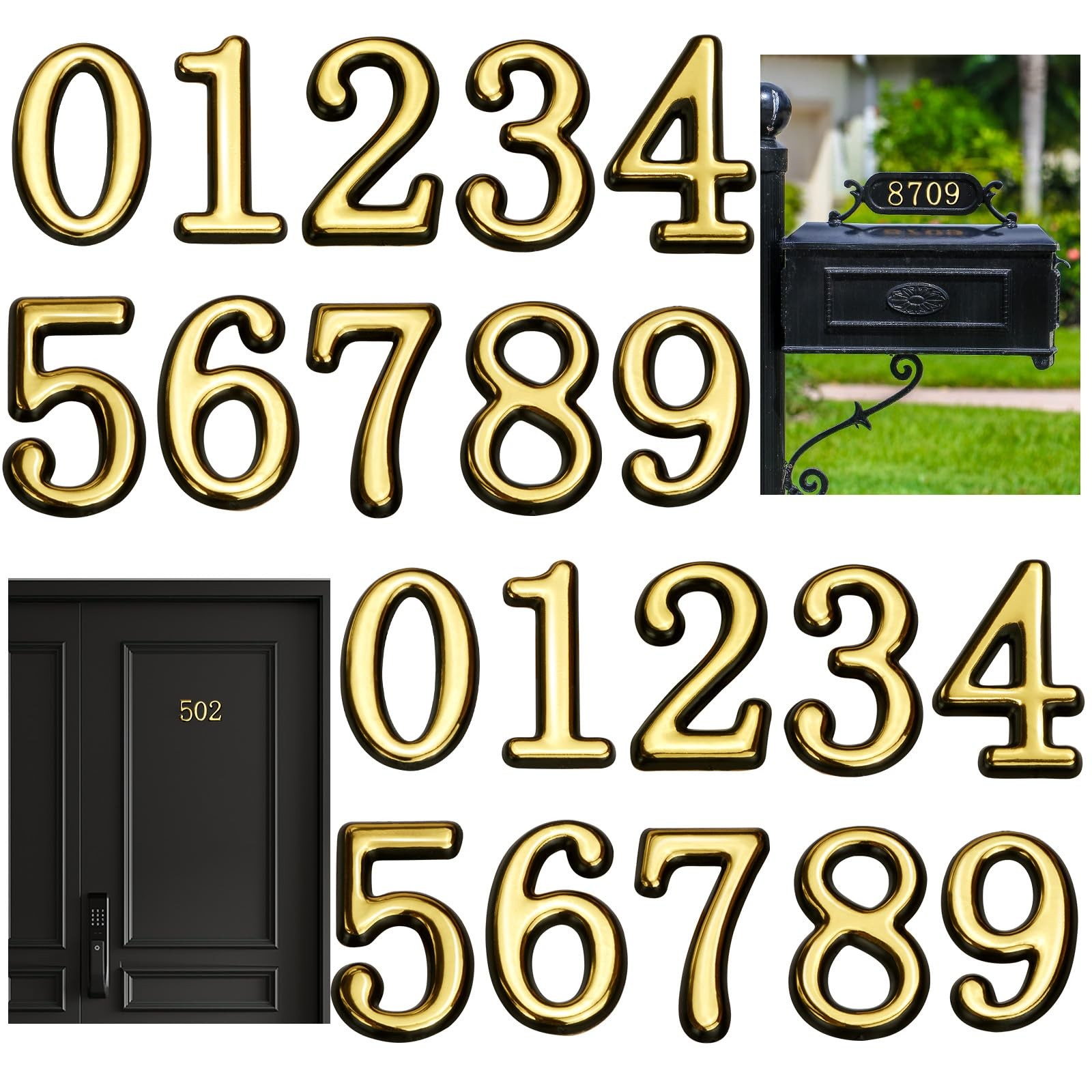 opasyo 30 Pieces Mailbox Numbers for Outside 2 inch 0-9 2inch, Gold gallery