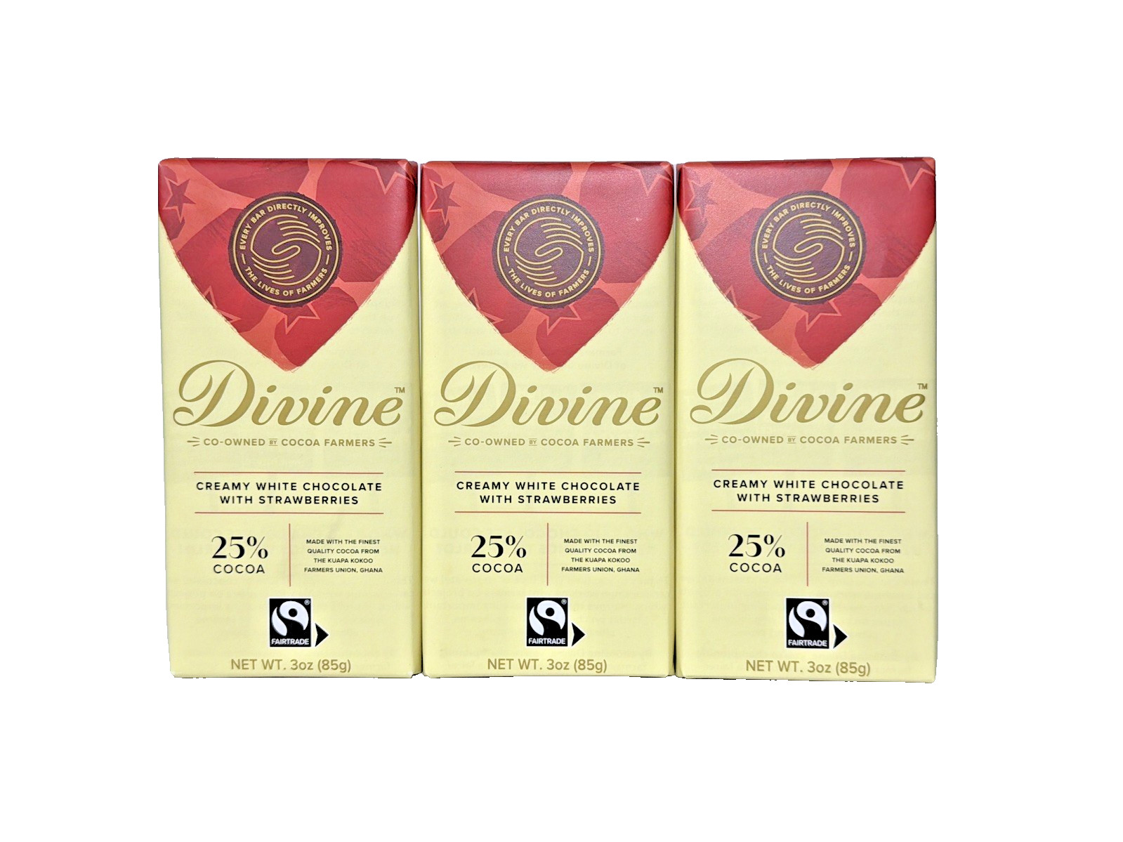 Divine White Chocolate with Strawberries, 25% cocoa - 3.0 oz (85g)(3-pack) gallery