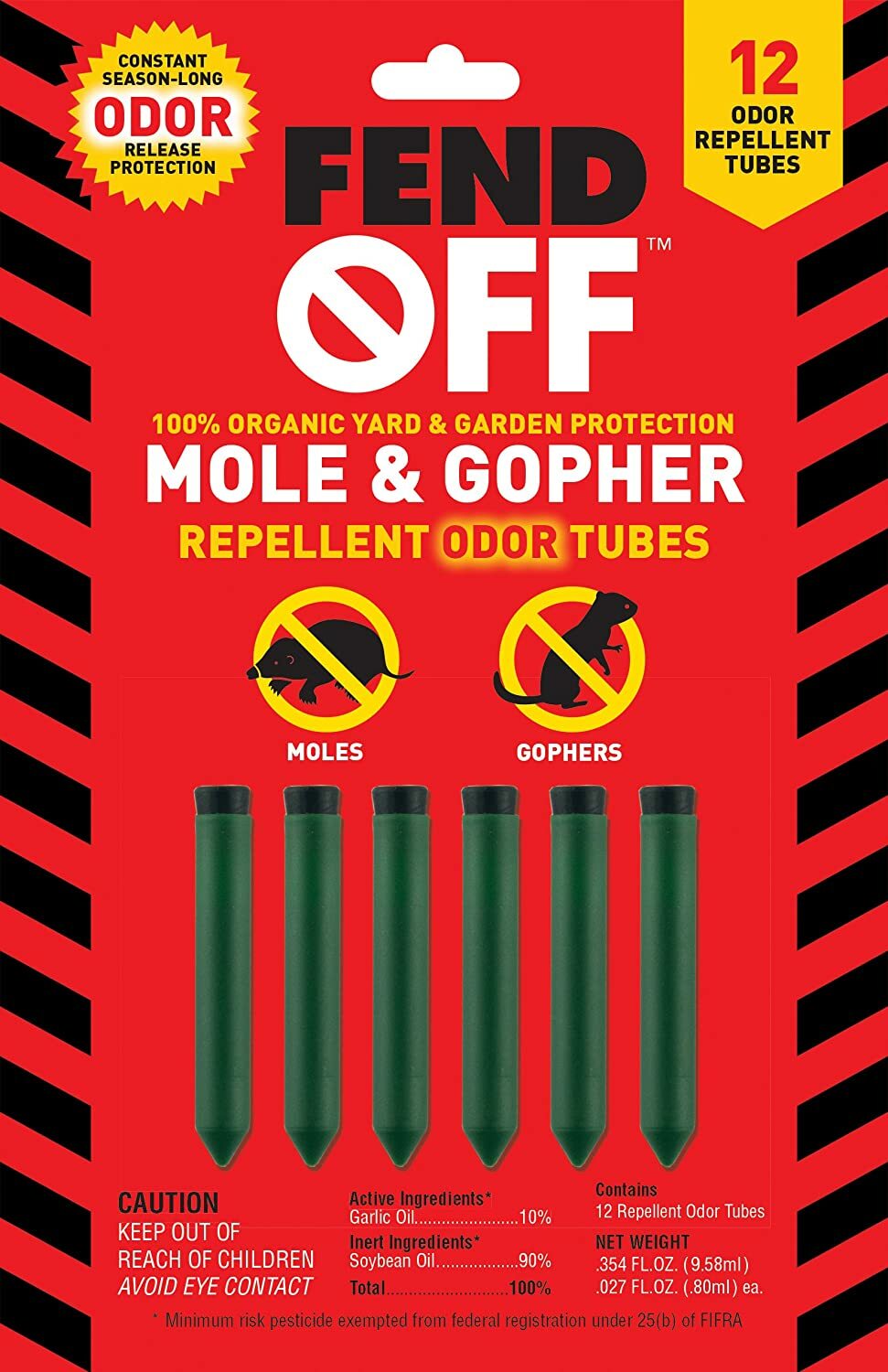 FEND OFF Mole Gopher Repellent Garlic Tube 12pk Humane Garden Plant Pest Control gallery