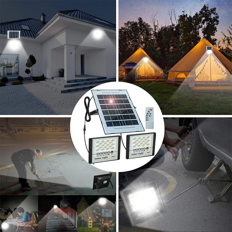 Solar Powered LED Double Lights Garage Shed Light Garden Indoor Outdoor Garage gallery