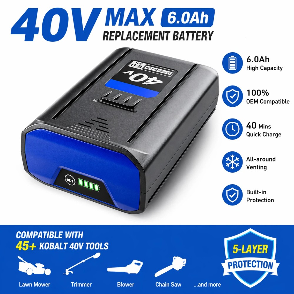 40V 6.0Ah Replacement Lithium Battery for Kobalt KB540-06 KB440-06 KB440-03 40V gallery