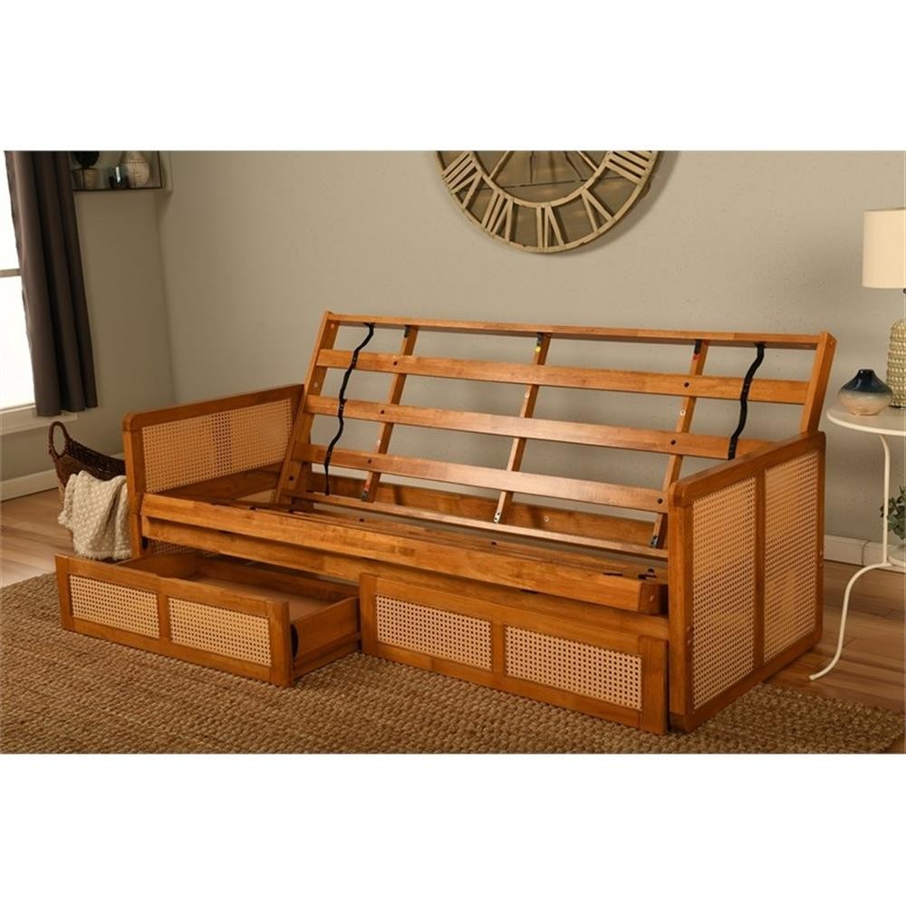 Pemberly Row Wood Futon Frame with Storage - Mattress not included gallery