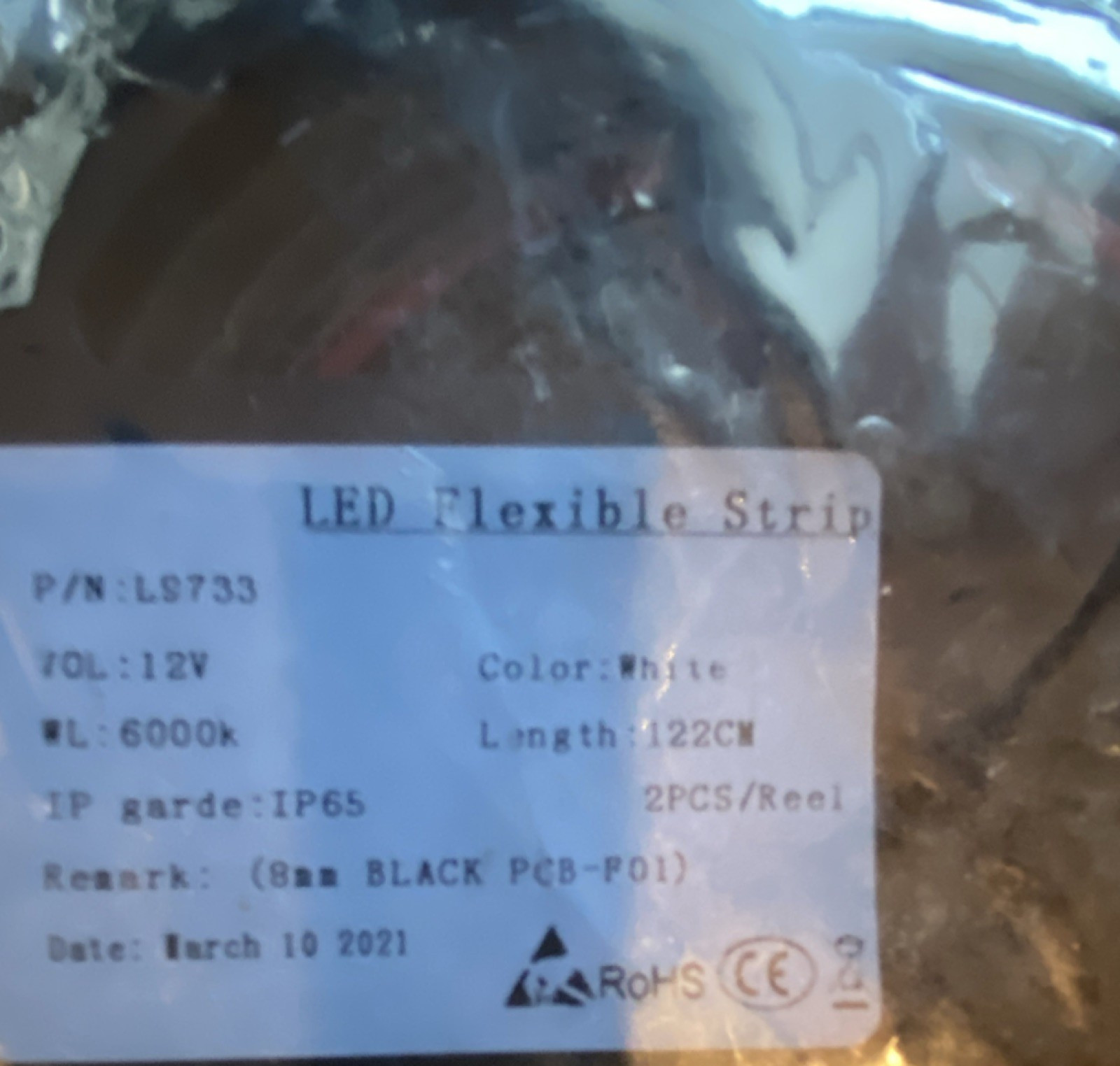 LED Light Strip LS733 White 6000K 12V Waterproof IP65 122cm Black CE RoHS gallery