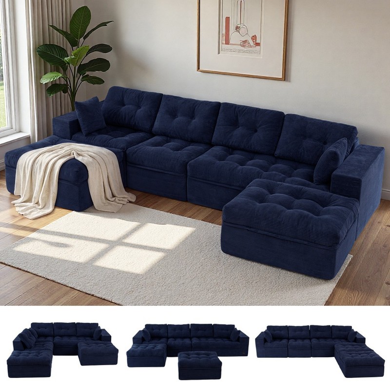 MAXYOYO Sectional Cloud Modular Couch ,L/U Shape Sofa with Convertible Ottoman gallery