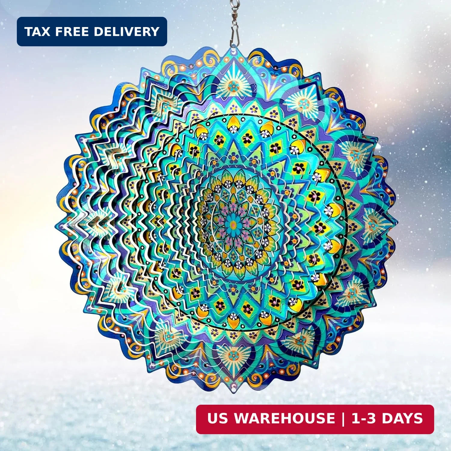Wind Spinner Mandala Peacock - 12In Laser Cut Stainless Steel Wind Spinners Outd gallery
