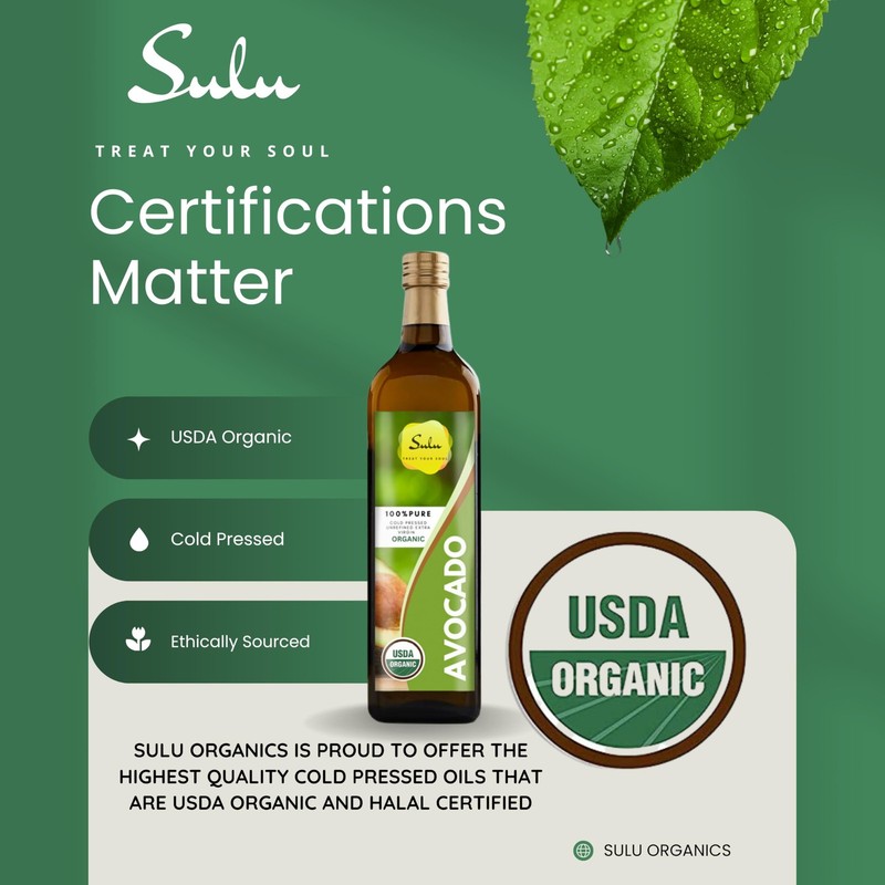 USDA Certified Organic Cold Pressed Unrefined Raw Avocado Oil 16 fl.oz gallery