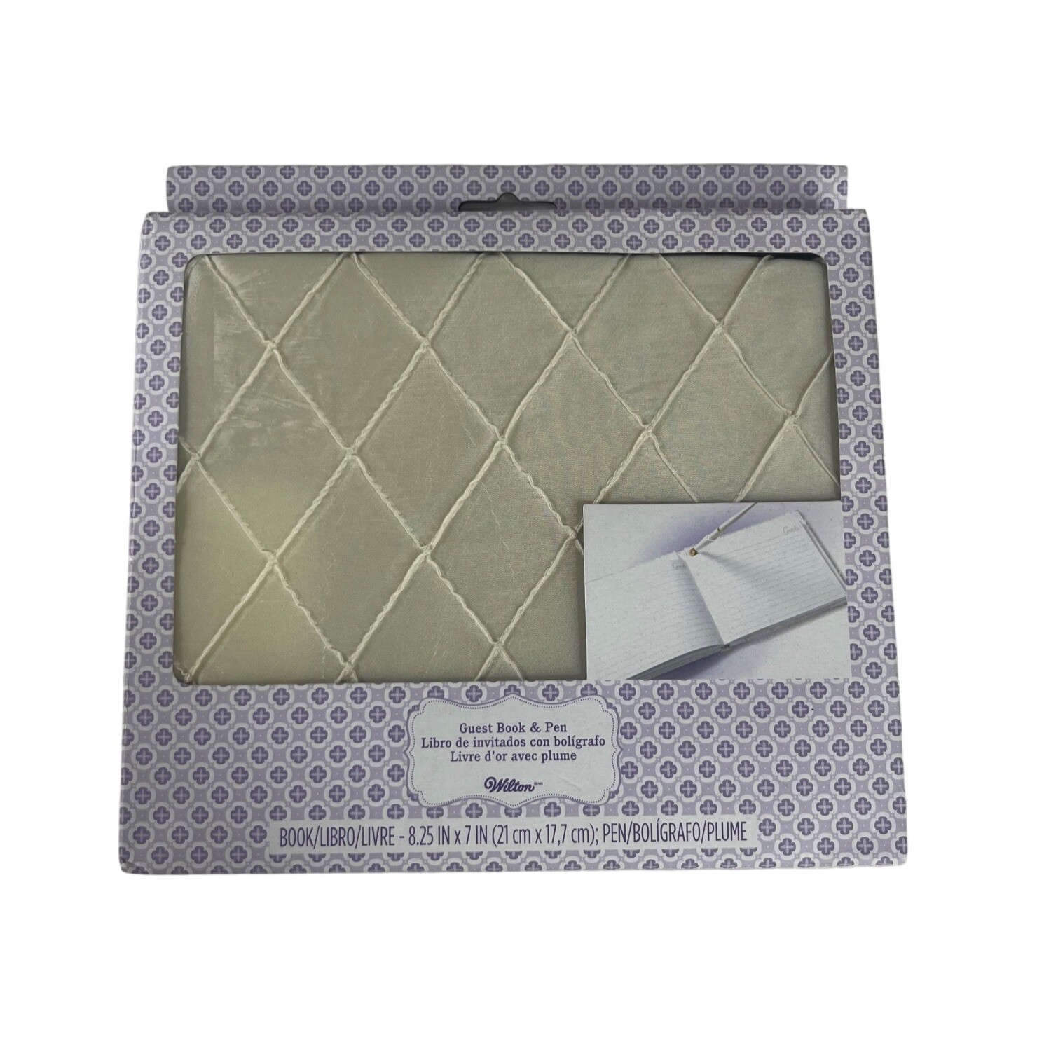Wilton Guest Book Pen Set Ivory Quilted Satin Cover Keepsake Memory Book New gallery