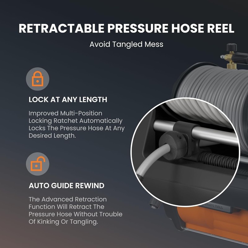 Giraffe Tools Max 3700PSI Electric Power Pressure Washer 100FT Retractable Hose gallery