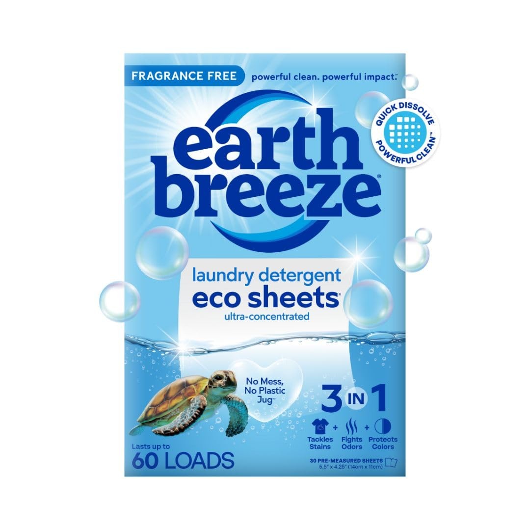 Earth Breeze Laundry Detergent Sheets-Fragrance Free-No Plastic Jug (60 Loads) gallery