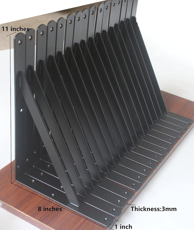 Rustic Black Metal Shelf Brackets - 240 lb Capacity, 20 Pack of 11" x 8" gallery