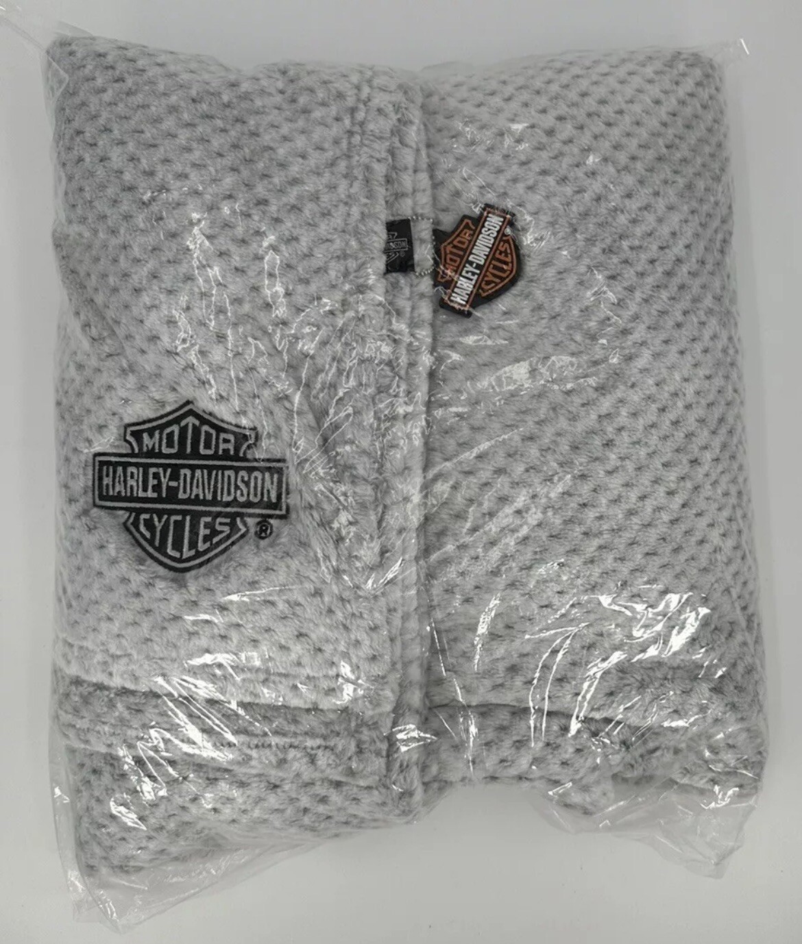 NEW 2023 HARLEY DAVIDSON PLUSH SOFT GREY GRAY 50" x 60" EMBROIDERED BLANKET gallery