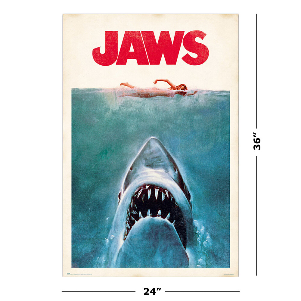 Jaws - Movie Poster (Regular Style - Retro / Vintage Design) (Size: 24" x 36") gallery