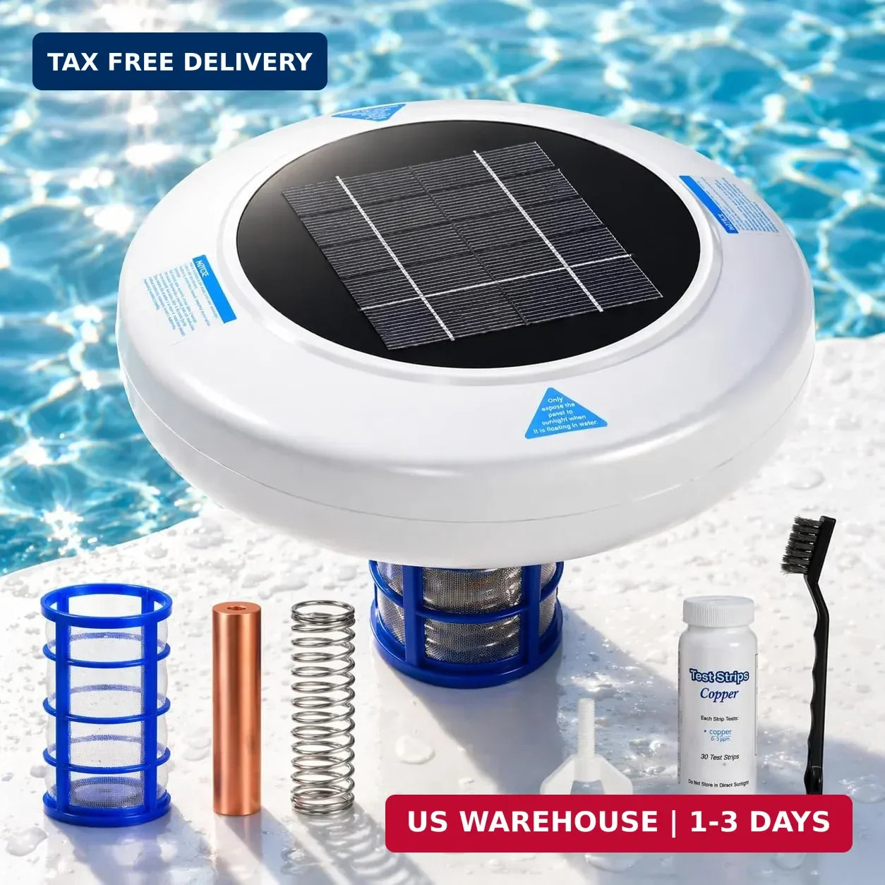 Solar Pool Ionizer for Inground & Above Ground Pools, Up to 45,000 Gallons, Floa gallery