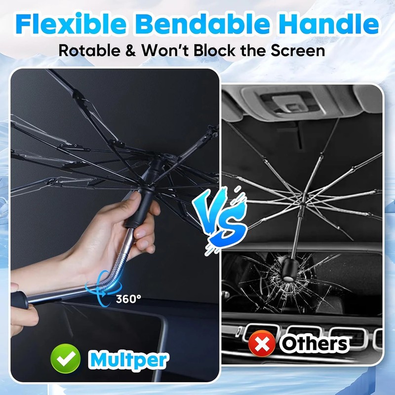 Multper Car Windshield Sun Shade - Reflective Foldable Sunshade Umbrella for UV gallery