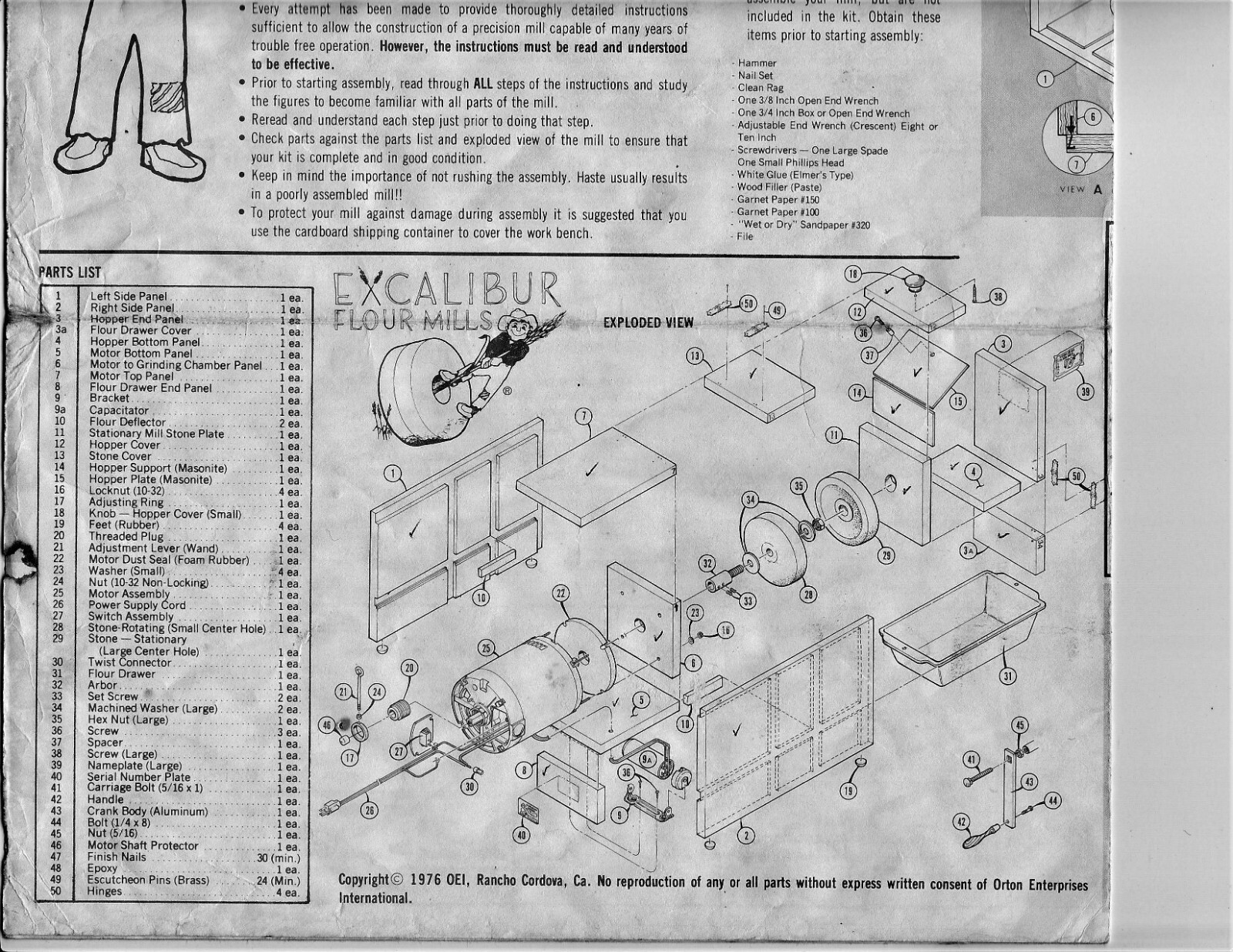 EXCALIBUR Grain Mill OPERATING INSTRUCTIONS and PARTS LIST gallery