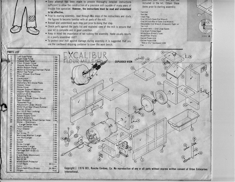 EXCALIBUR Grain Mill OPERATING INSTRUCTIONS and PARTS LIST gallery
