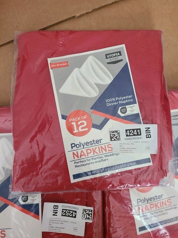 Red Polyester Napkins 20"x20" Solid Color Red - Lot of 36 gallery