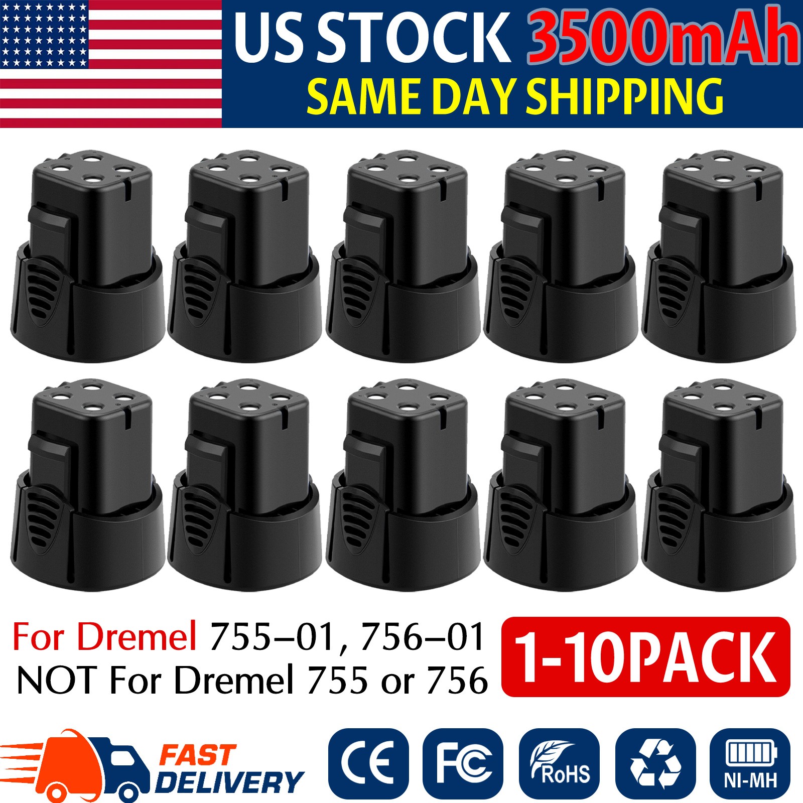 Upgraded 4.8V 3.5Ah Replacement Battery For Dremel 755-01 756-01 MiniMite 7300 gallery