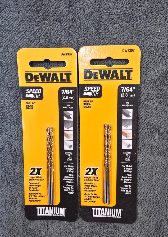 (2) Dewalt 7/64 in Drill Bit- Split 135° Point 2 Pc. (4 Bits Total) DW1307