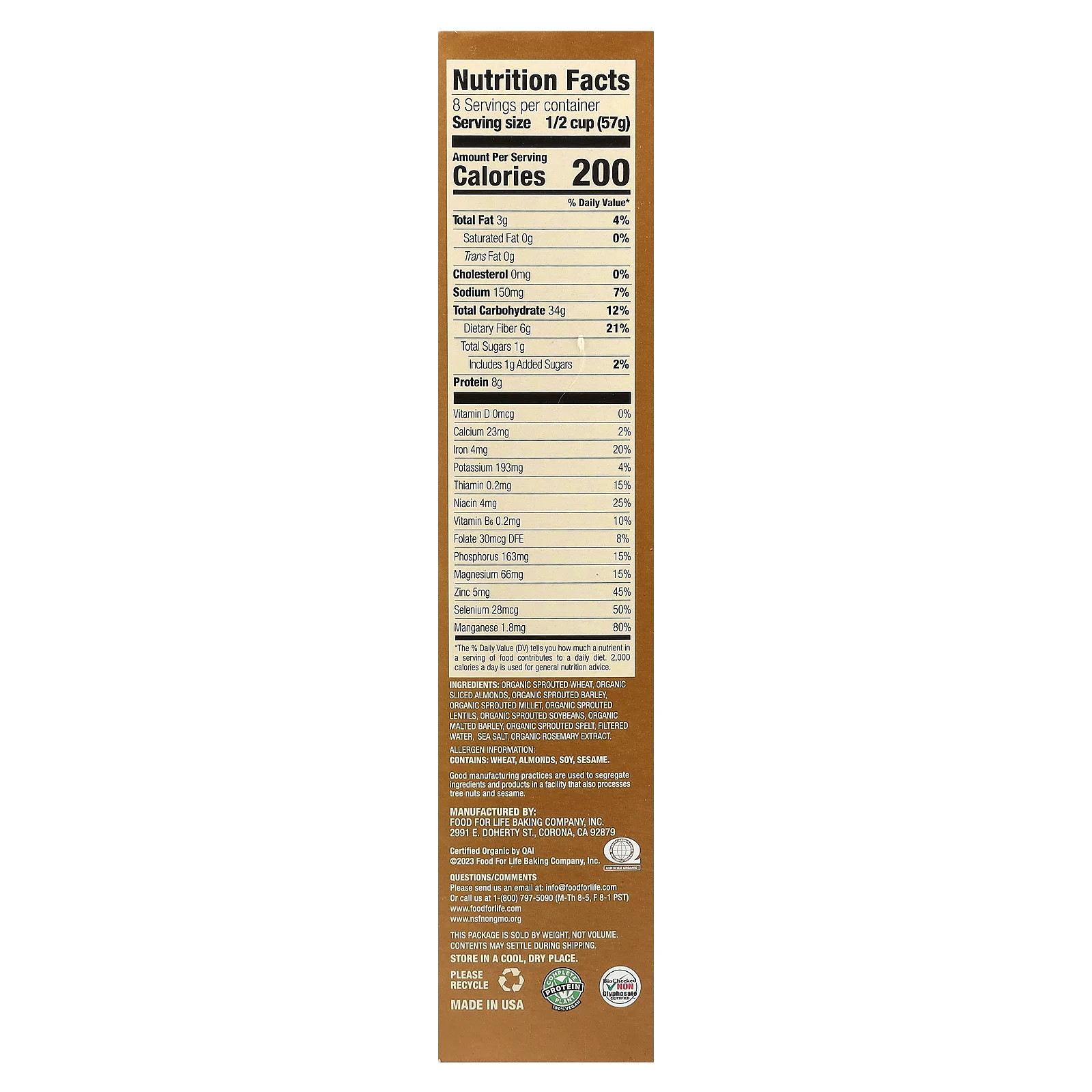 Ezekiel 4:9, Sprouted Crunchy Cereal, Almond, 16 oz (454 g) gallery