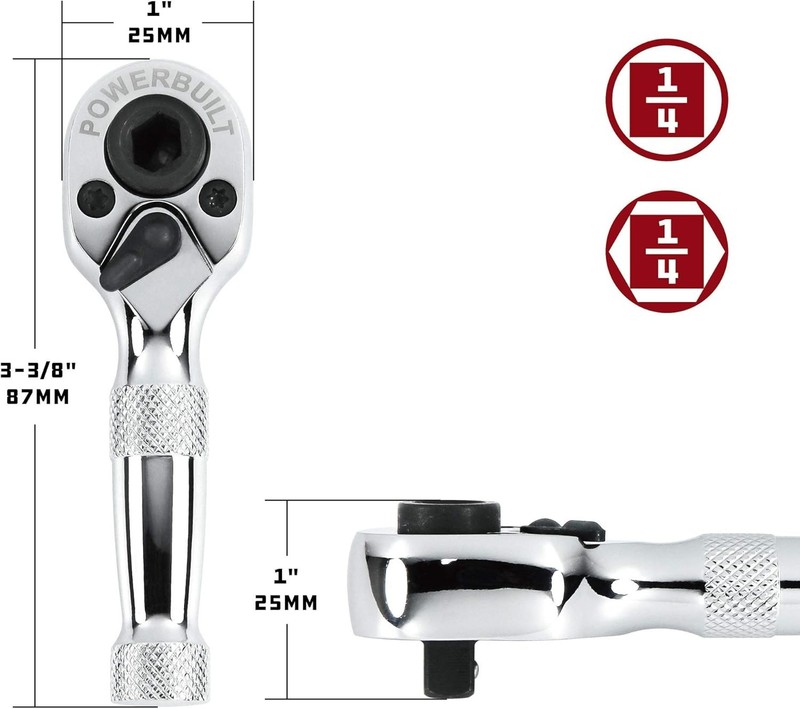 Compact Mini 1/4" Stubby Ratchet Wrench - Dual-Sided Precision Engineering gallery