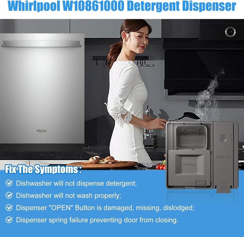 Dishwasher Detergent Dispenser Compatible With Whirlpool WDT730PAHZ0 WDT970SAHZ0 gallery