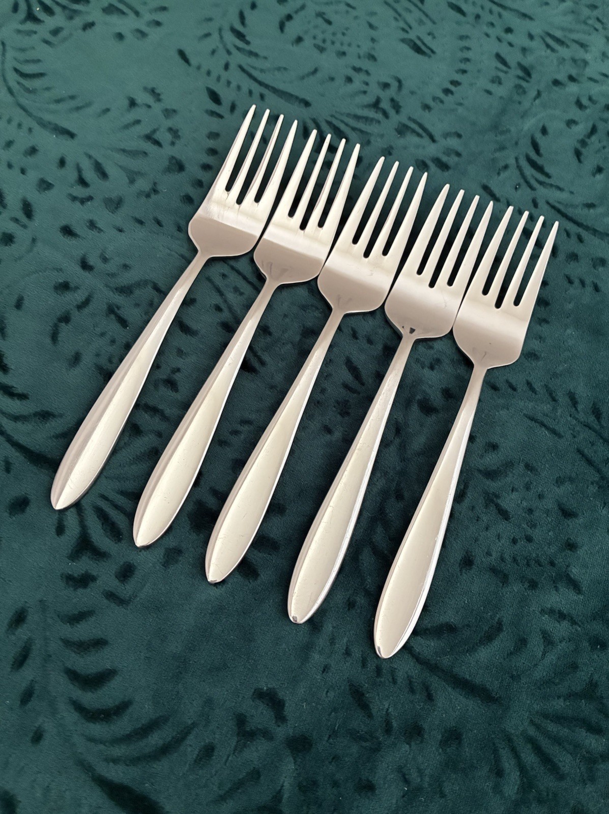 5 Oneida Jennifer Luann Mooncrest Trista Salad Forks Stainless Steel Flatware, gallery