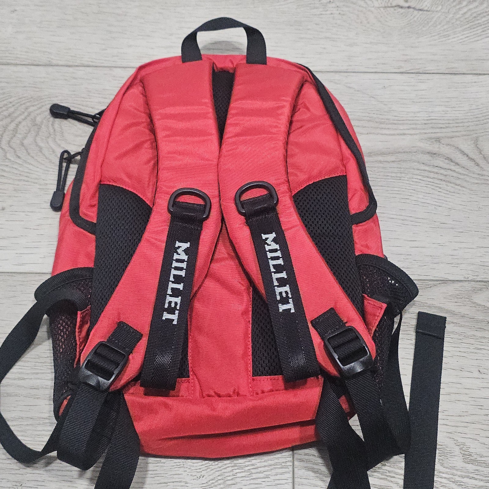 small Millet Backpack & Drawstring bag red Hiking Camping padded Zippered Sack  5