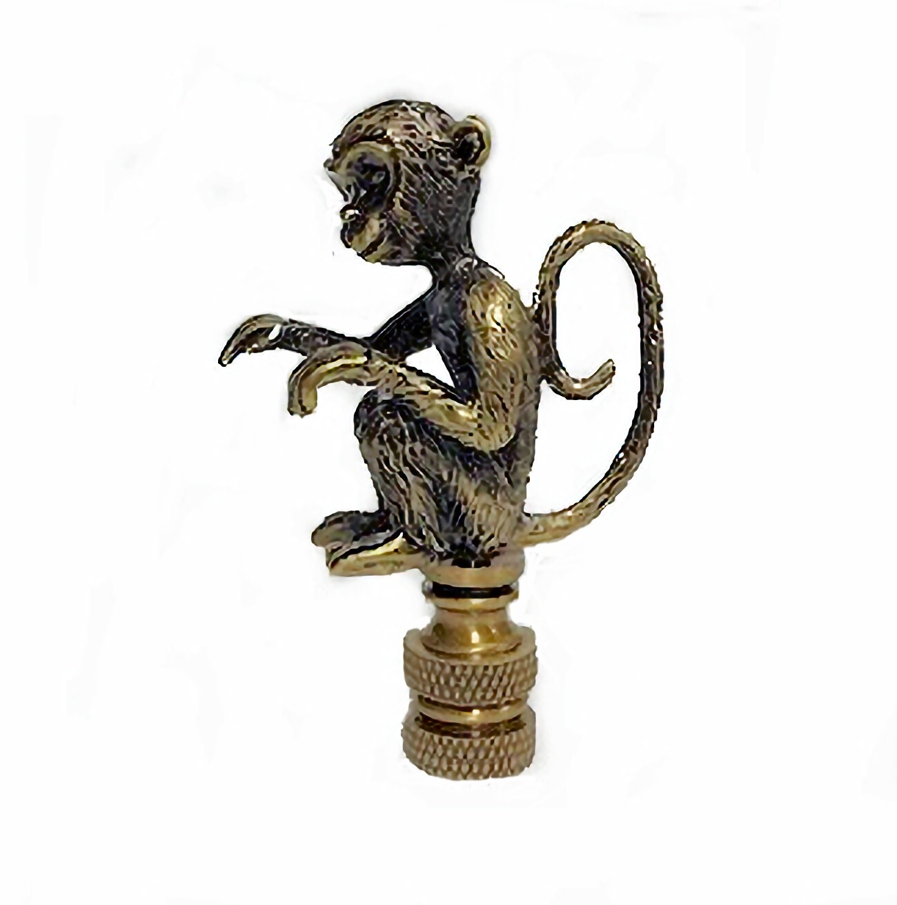 MONKEY WITH TAIL LAMP SHADE FINIAL ANTIQUE BRASS #5 gallery