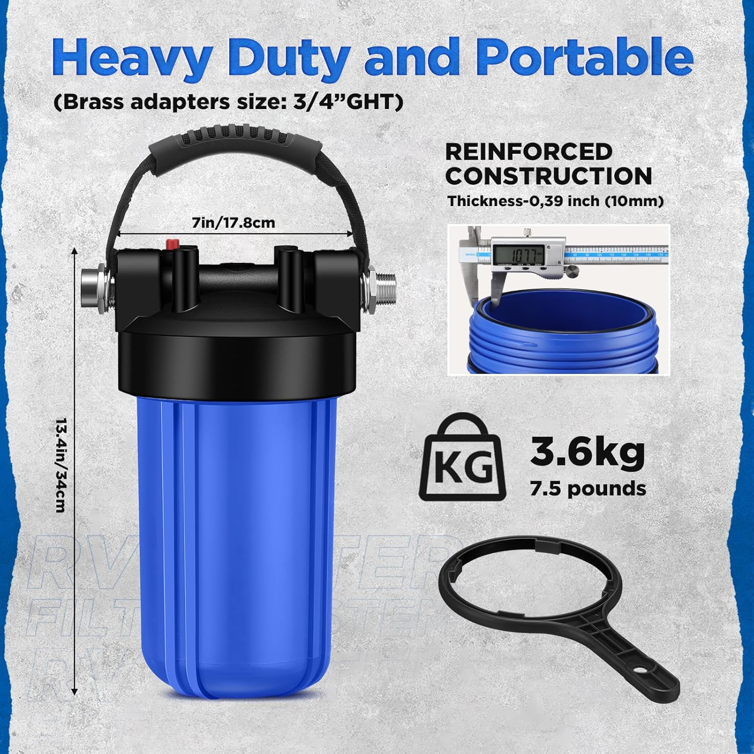 RV Water Filter System, Anti-Clog Water Filter for 25K Gallons with One-Piece 6- gallery