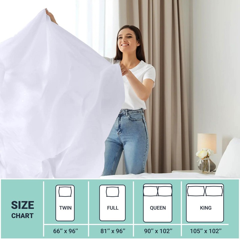 King Flat Only 1 Pack, Durable White Top Bed Sheets Hypoallergenic Soft Brush... gallery