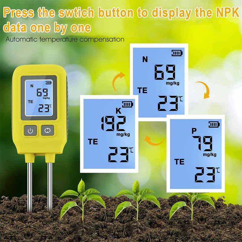 Soil NPK Tester LCD Backlight Soil Detector 4in1 Nutrient Meter TempAnalyser Lot gallery