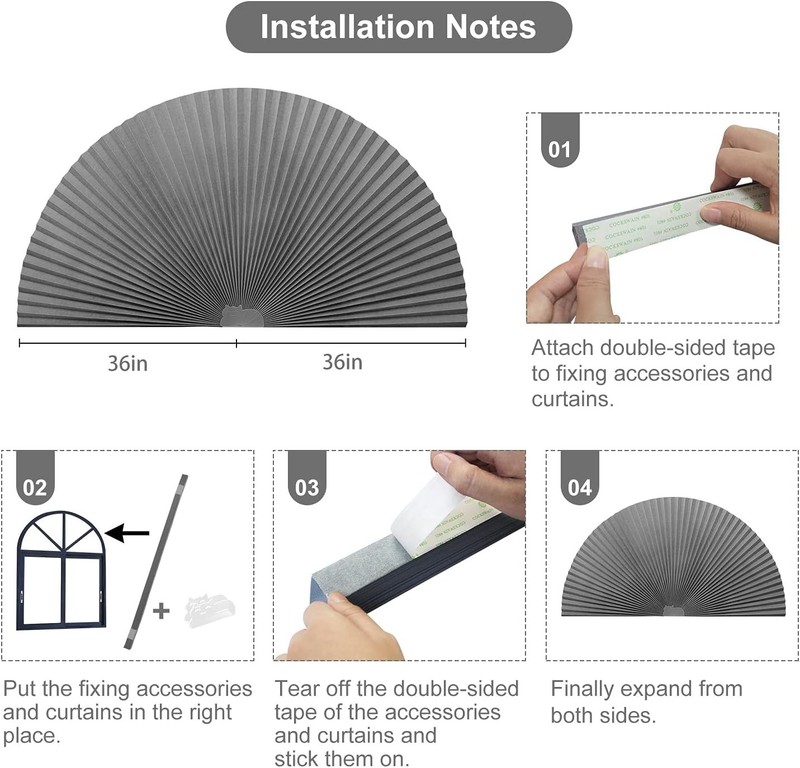 Arch Window Pleated Blinds Easy Cut and Install Pleated Shades Fliterling Lin... gallery