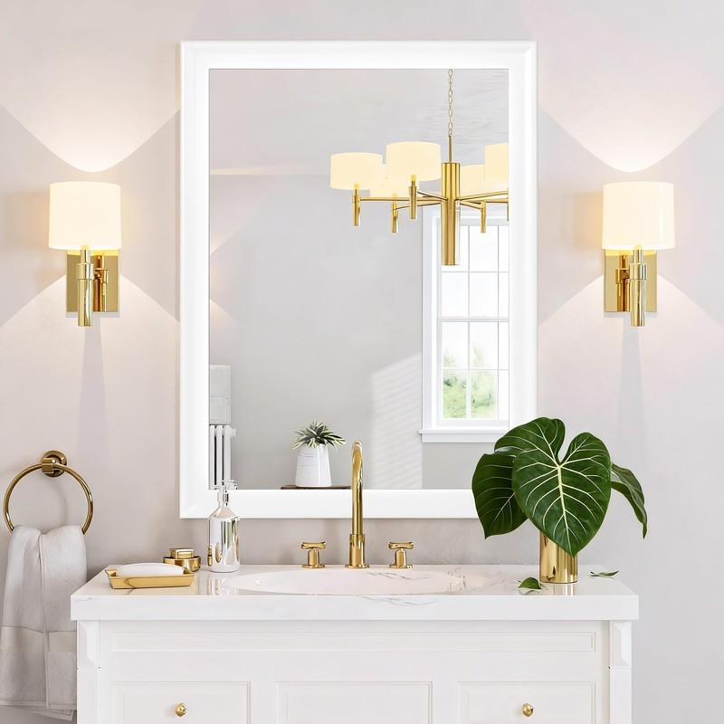 Rectangle Mirrors for Wall 30x40 Inch, White Wood Framed 40"L x 30"W, gallery