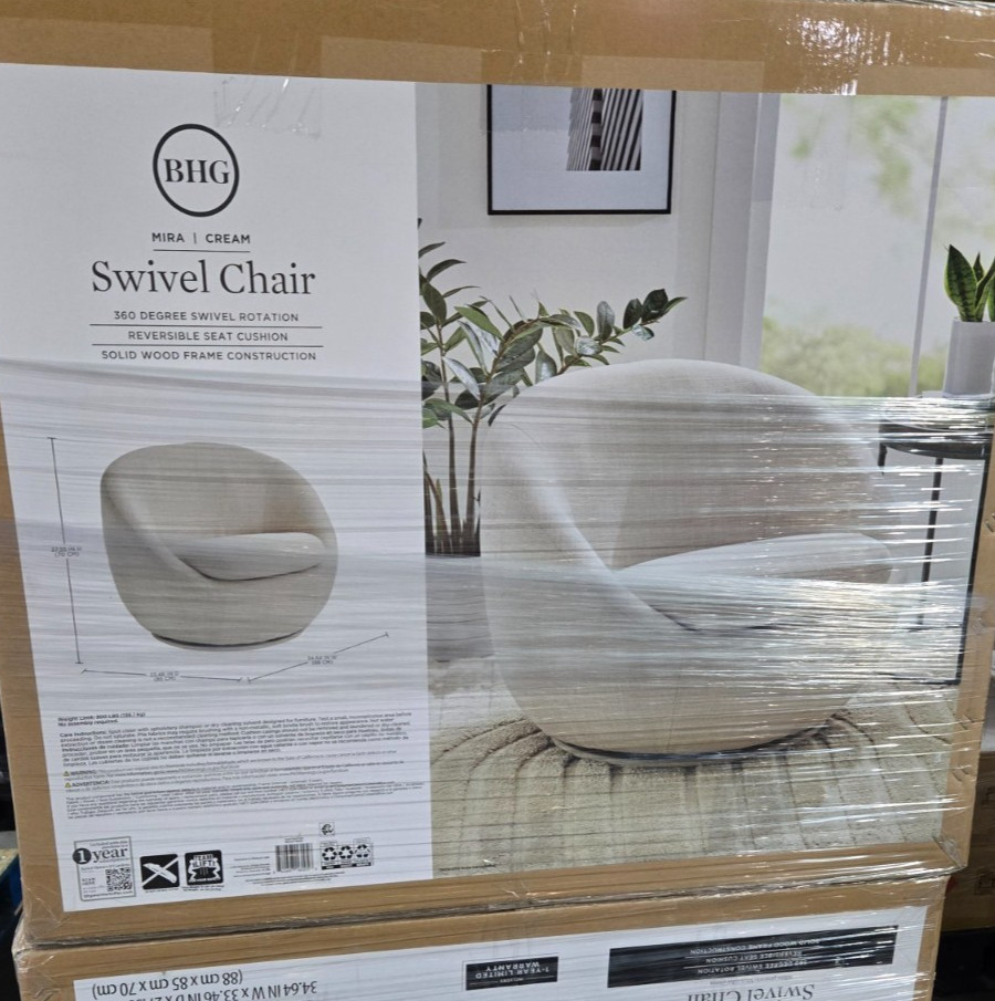 2 PACK - Better Homes & Gardens Accent Swivel Chair - Cream (2 Per pallet) gallery
