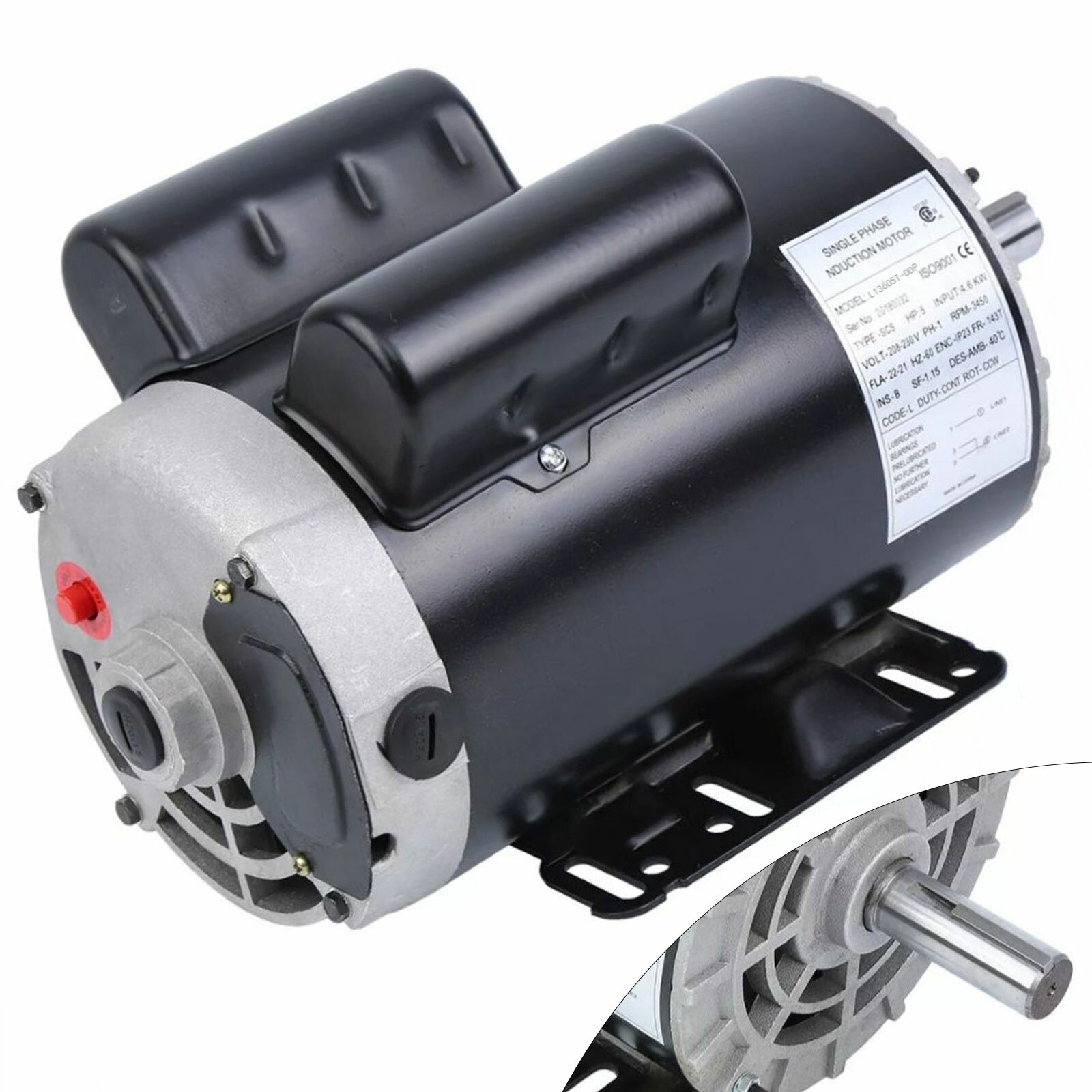 5 HP 7/8'' Air Compressor Electric Motor 230V 22A 56HZ Frame CW/CCW Rotation gallery