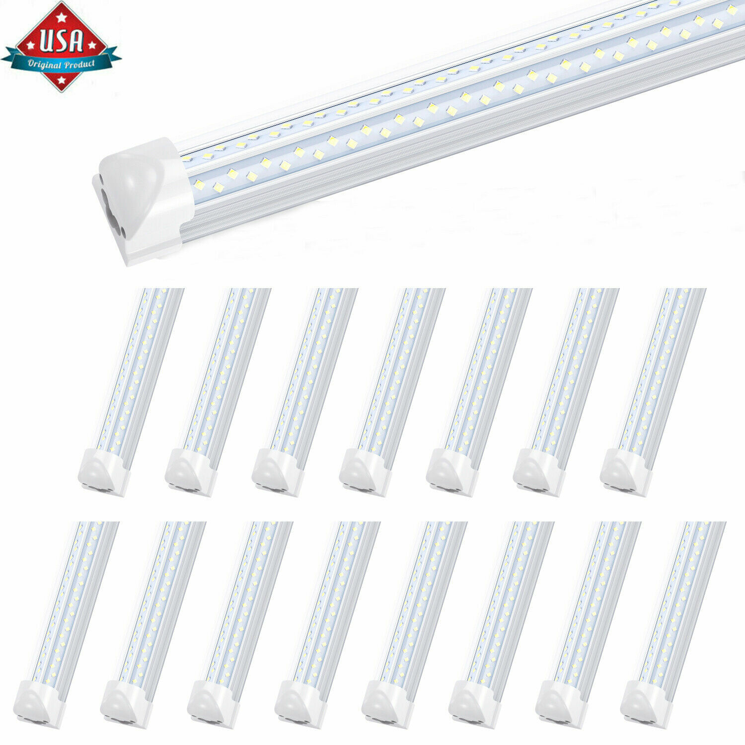 120W LED Tube Light 8FT Integrate T8 4 Row V-shape LED Shop Light Fixtures 6000K gallery