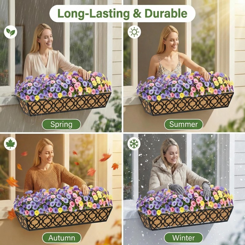 Adjustable 30Inch Deck Railing Planter Box 2Pack for Outdoor Plants gallery