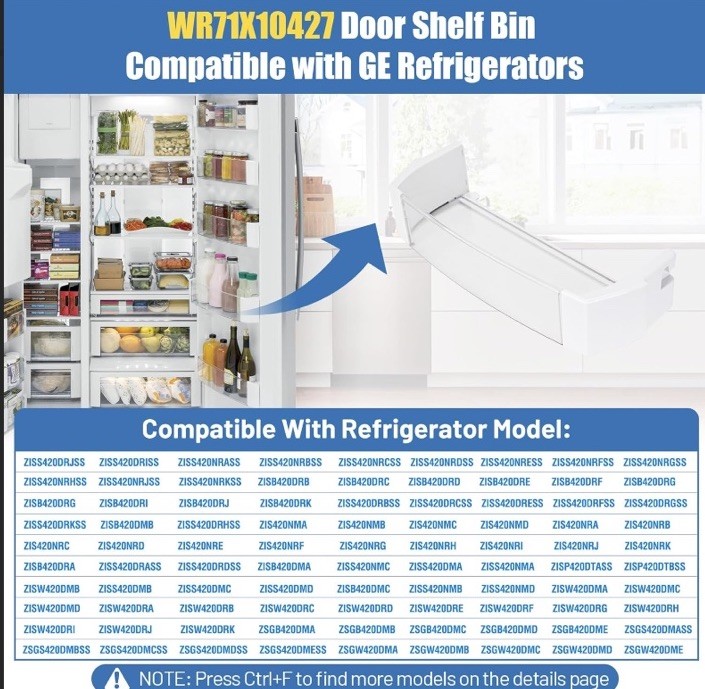 Door Gallon Bin Compatible with GE Refrigerator, WR71X10427 gallery